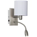 Bright Star Lighting WB172/2 USB Satin Chrome Wall Bracket with White Fabric Shade