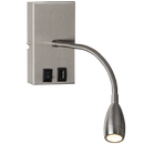 Bright Star Lighting WB173/1 USB Satin Chrome Wall Bracket with Gooseneck Arm for LED