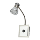 Bright Star Lighting WB2024/1 SATIN CHROM Satin and Polished Chrome Wall Fitting with Frosted Glass, Switch and Flexible Arm