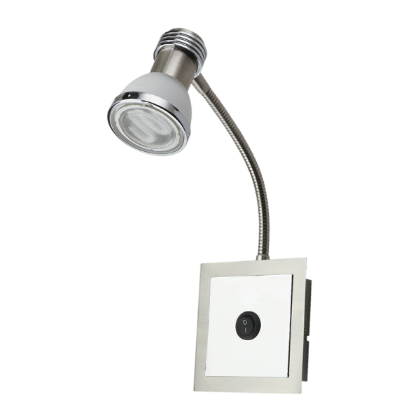 Bright Star Lighting WB2024/1 SATIN CHROM Satin and Polished Chrome Wall Fitting with Frosted Glass, Switch and Flexible Arm