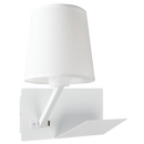 Bright Star Lighting WB210 WHITE Metal Wall Bracket with White Shade, Switch and USB Port