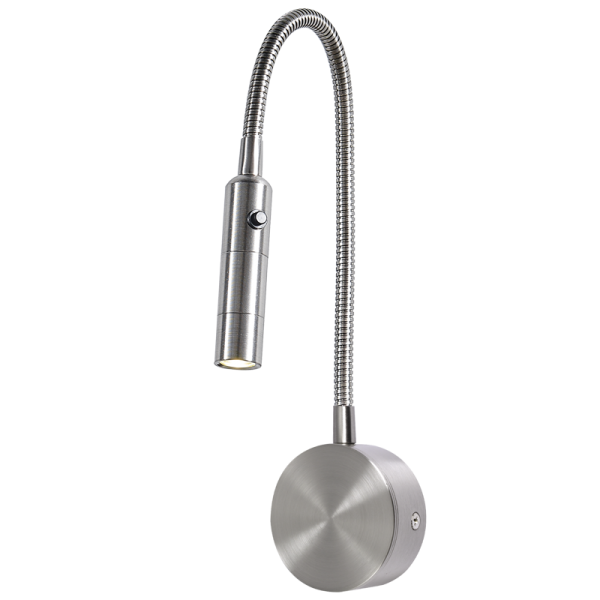 Bright Star Lighting WB217 SATIN Metal LED Wall Light with Flexible Arm and Switch
