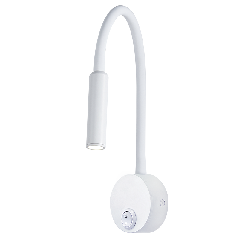 Bright Star Lighting WB218 WHITE Metal LED Wall Light with Flexible Rubber Arm and Switch