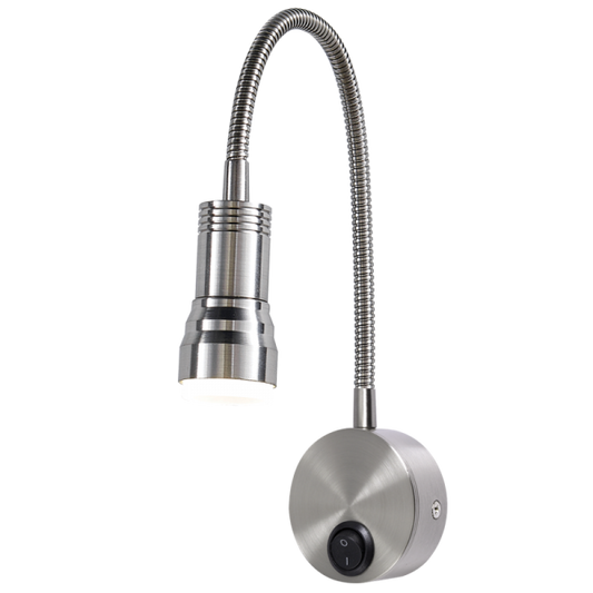 Bright Star Lighting WB219 SATIN Metal LED Wall Light with Flexible Arm and Switch