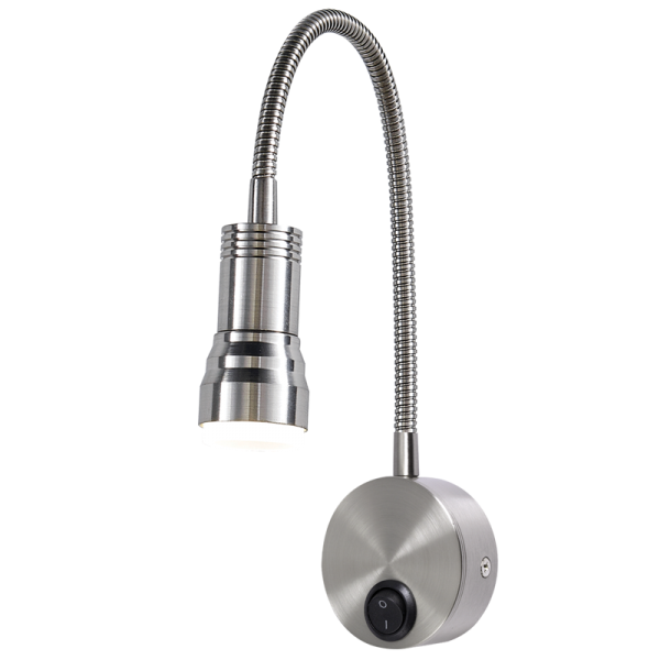 Bright Star Lighting WB219 SATIN Metal LED Wall Light with Flexible Arm and Switch