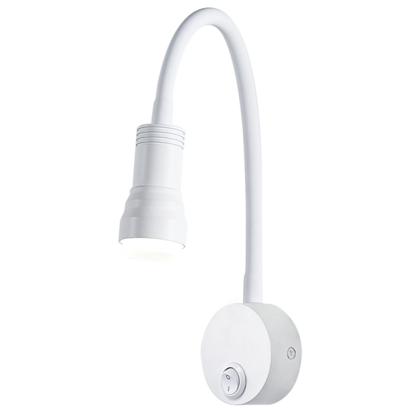 Bright Star Lighting WB219 WHITE Metal LED Wall Light with Flexible Arm and Switch