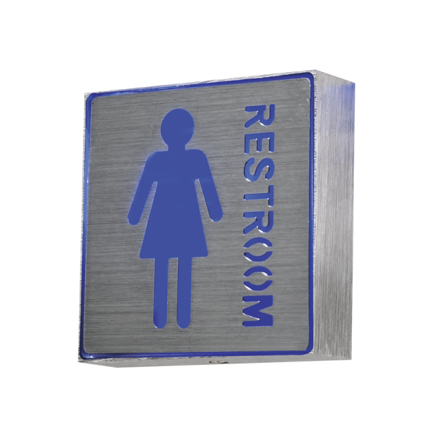 Bright Star Lighting WB306 BLUE Brushed Silver Female Restroom Sign