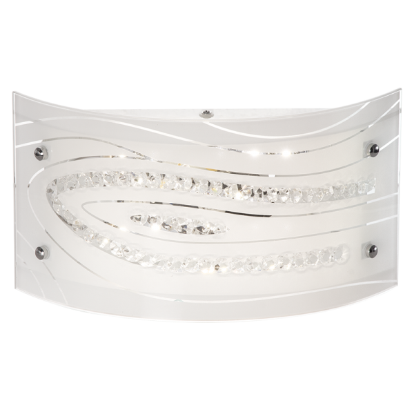 Bright Star Lighting WB334 LED White Patterned Glass with Crystals and Polished Chrome Clips