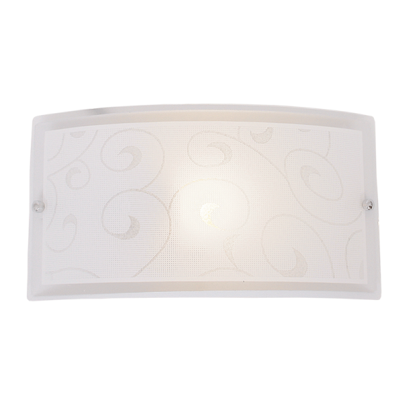Bright Star Lighting WB3357/1 WHITE Patterned Glass with Chrome Clips