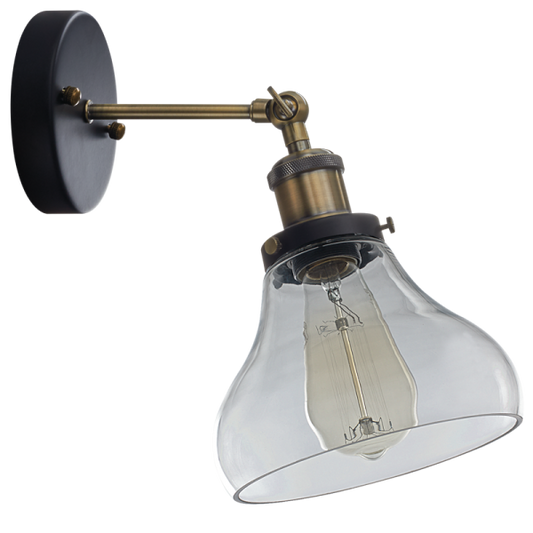 WB920/1 Bright Star CLEAR ANTIQUE BRASS CLEAR GLASS ADJUSTABLE ARM 1X60W ES