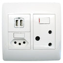 Legrand Modular White 2.4A USB, Euro & RSA 4x4 Wall Socket