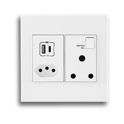 Legrand 572070 White Arteor Premium Monoblock with 3A USB A&C, Euro & RSA 4x4 Wall Socket