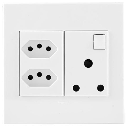 Legrand 572066 Monoblock White with White Cover Plate 2x Euro, 1x RSA 4x4 Wall Socket