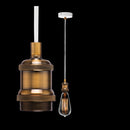 K. Light DA-KLCH-777/ABW Antique Brass with White 230v 60W E27 Antique Brass L.H. 2 Core White Fabric Cable Pendant