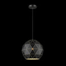 K. Light G-KLCH-820-M/BL Matt Black 230v 60W E27 Medium Laser Cut Metal Ball Pendant, Matt Black