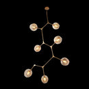 K. Light GO-KLCH170-7/SG Satin Gold with Amber Glass 230v 60W E27 7 Light Molecule Vertical Pendant