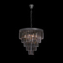 K. Light KLCH-6515/6-BL Charcoal Grey 230v 40W E14 Large Crystal 5 Tier Chandelier, Charcoal Grey