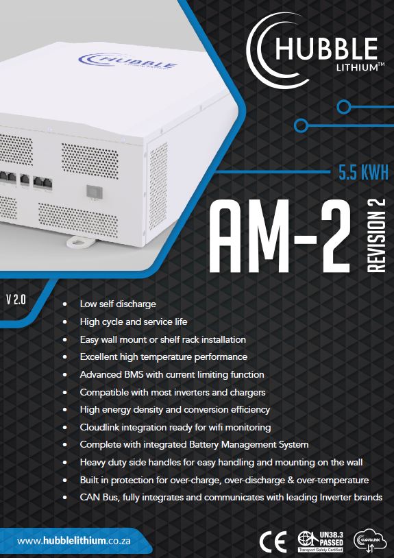 Hubble AM2 48V 5.5KWh Lithium Ion Battery (51V)