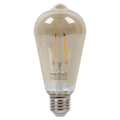 Radiant Lighting RLL194 Filament Amber ST64 E27 LED 4w 2800K LED194